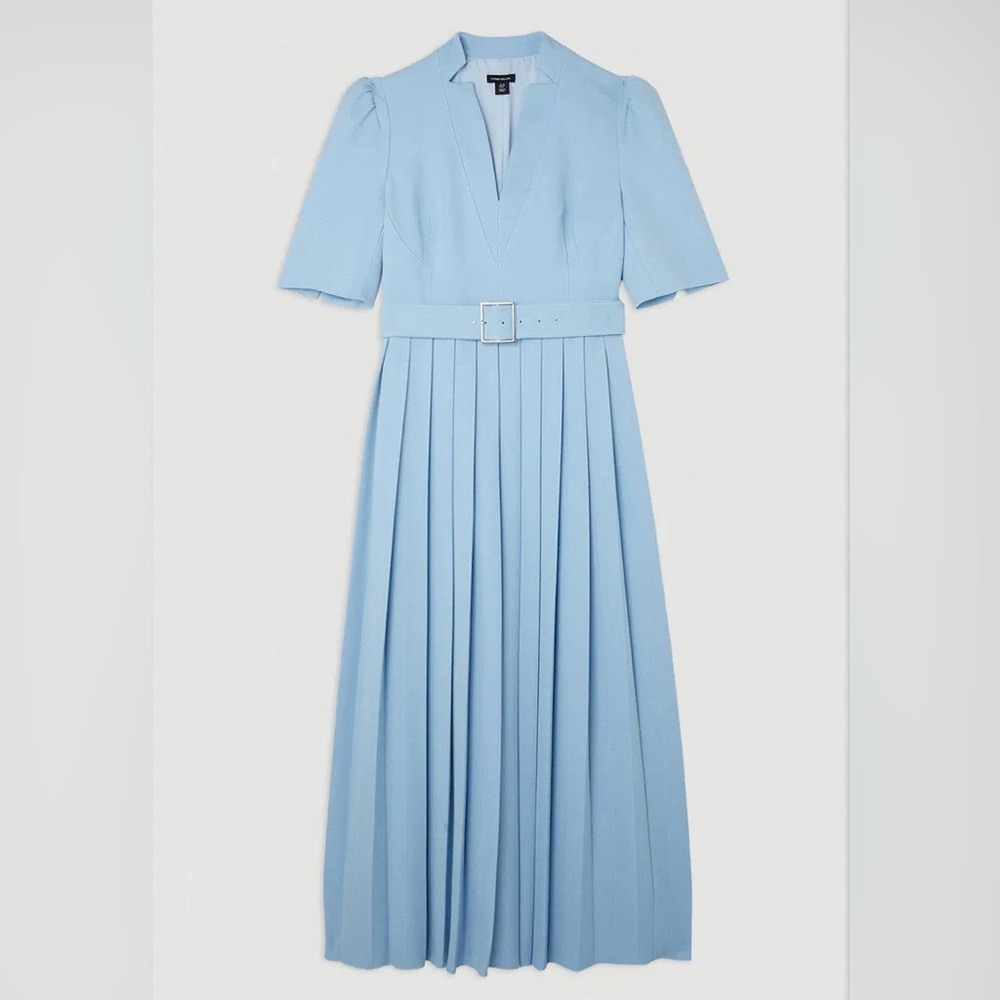 NWT KAREN MILLEN Tall Structured Crepe Forever Pleated Midi Dress. $439 - Picture 2 of 14